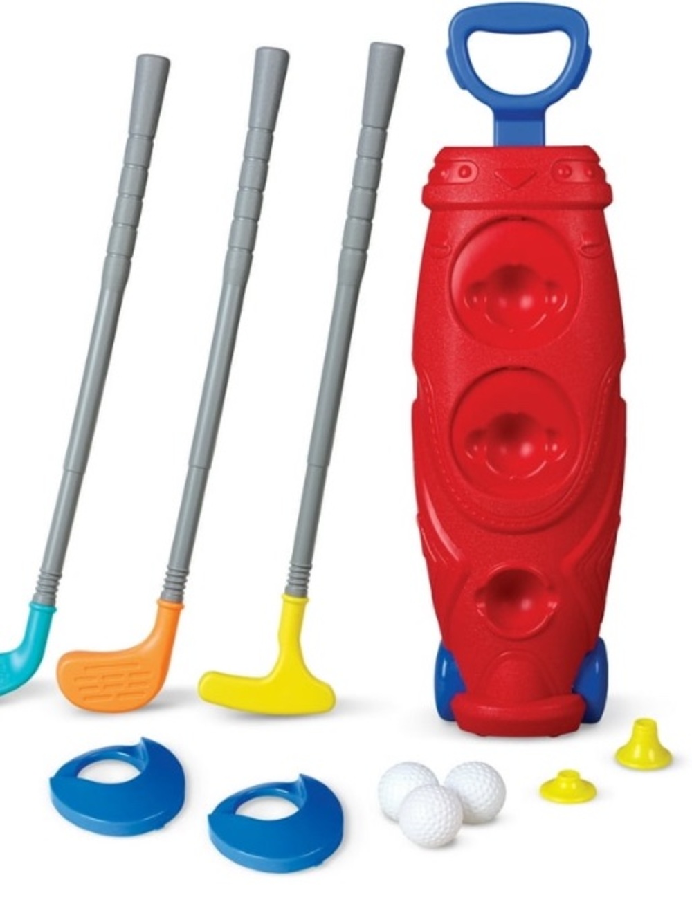 Play day Kids  Golf Playset with Red Carry Bag and Multi-Colored Clubs and balls